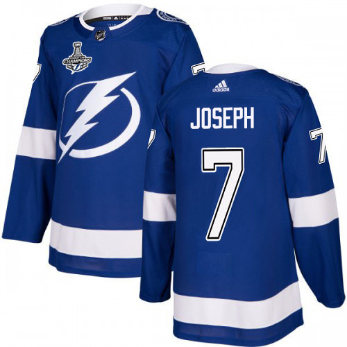 Adidas Tampa Bay Lightning Men #7 Mathieu Joseph Blue Home Authentic 2020 Stanley Cup Champions Stitched NHL Jersey
